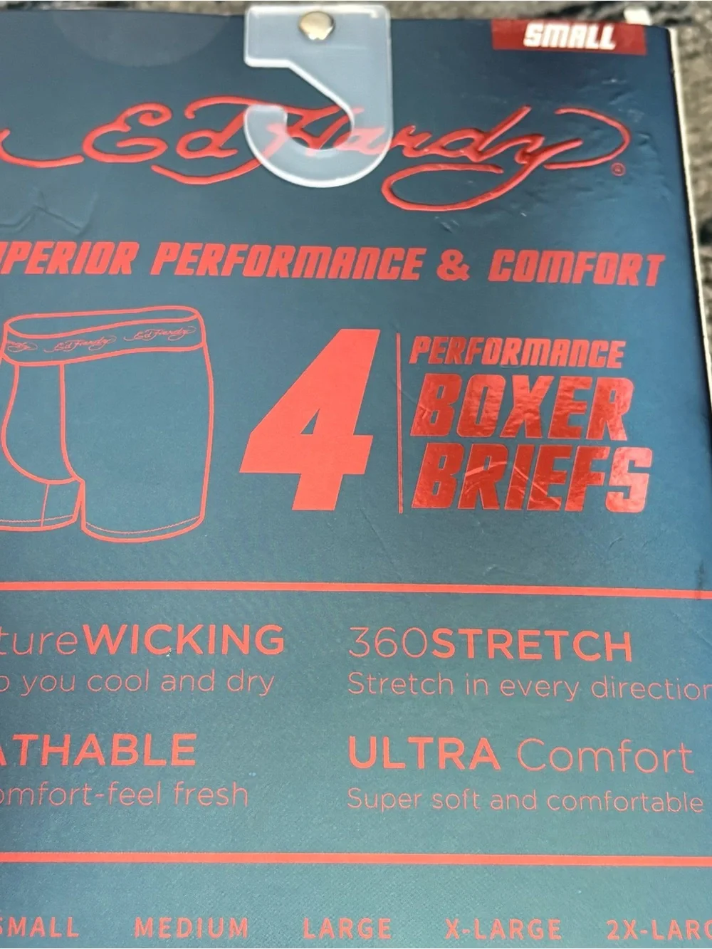 ED HARDY 4 Pack Performance Boxer Briefs Underwear